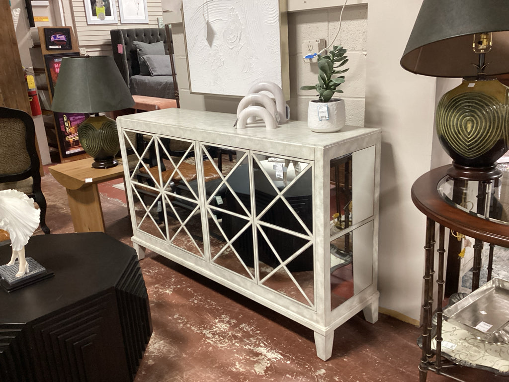 Coast to Coast 4 Door Credenza in mottled White  59x15 1/2 x 36