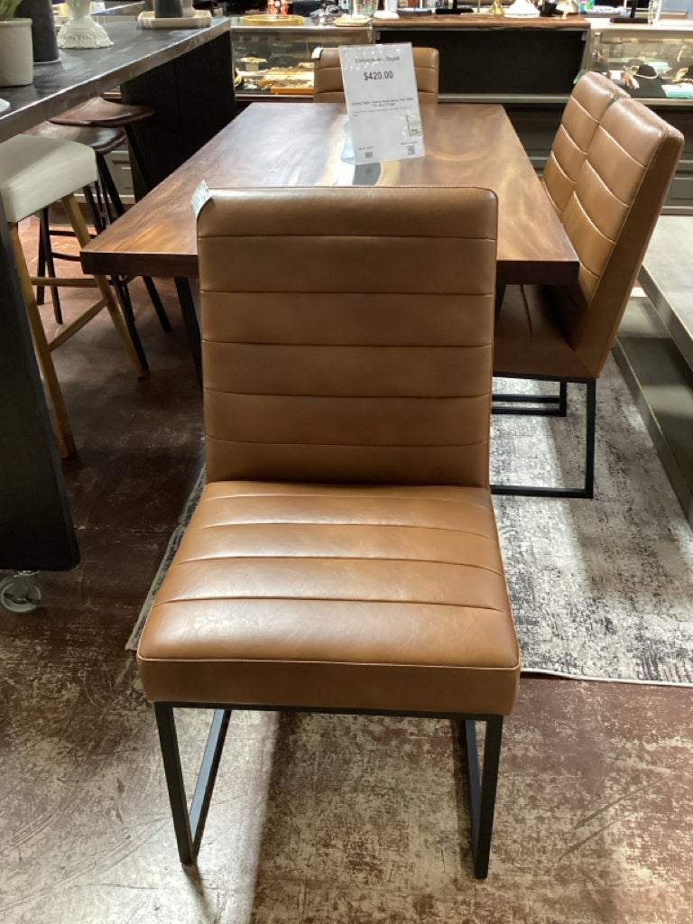 Set of 4 Modern Cantilever Faux Leather/ Black Metal Base Chairs
