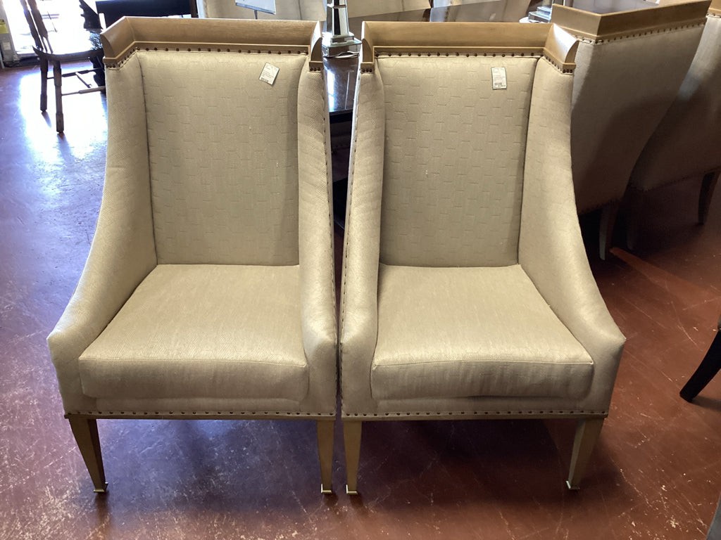 Art Furniture Cityscape side chairs / cream/ wood trim  PAIR