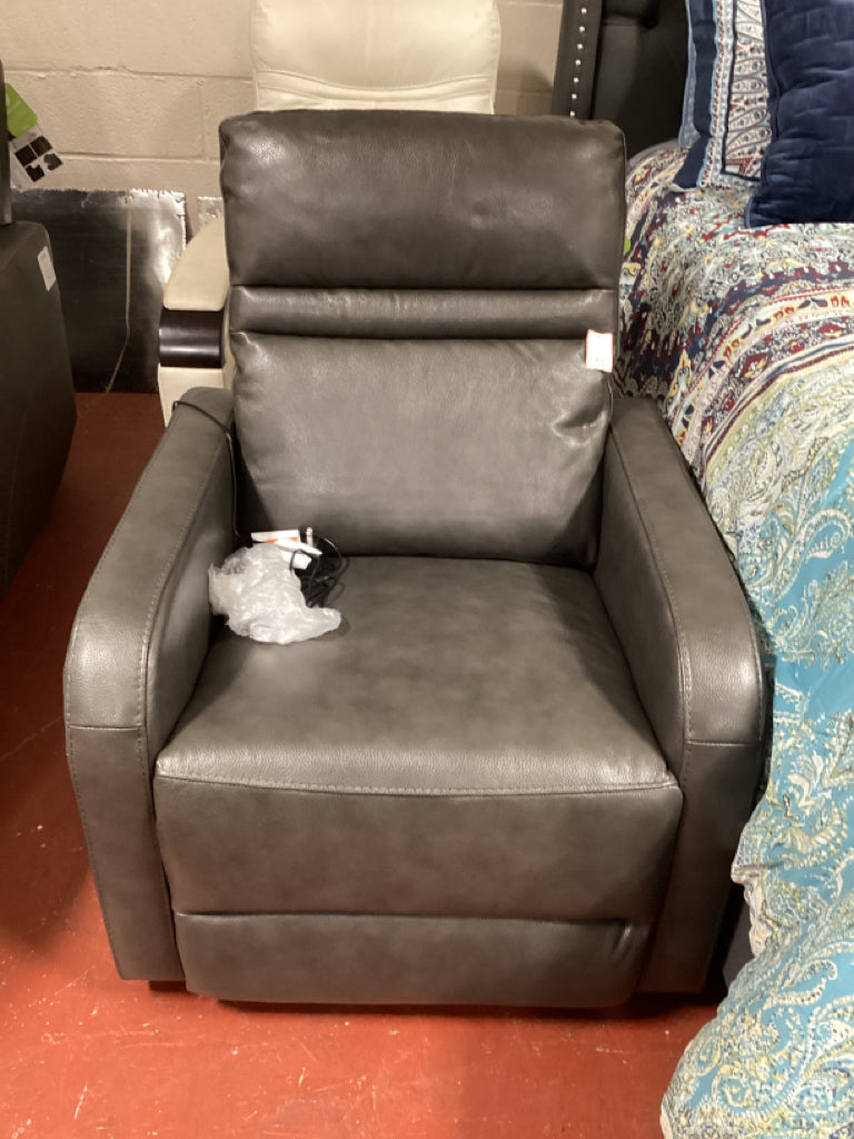 Grey Leather Power Recliner USB & USB C  Ports