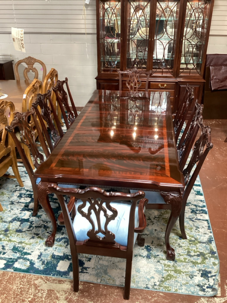 Thomasville Mahogany Dining Table Chair Set w/ 8 Chairs, 1 Leaf 45x96x30