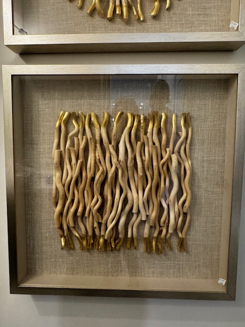 Uttermost by Revelation Leone Shadow Box, round willow branches dipped in gold;