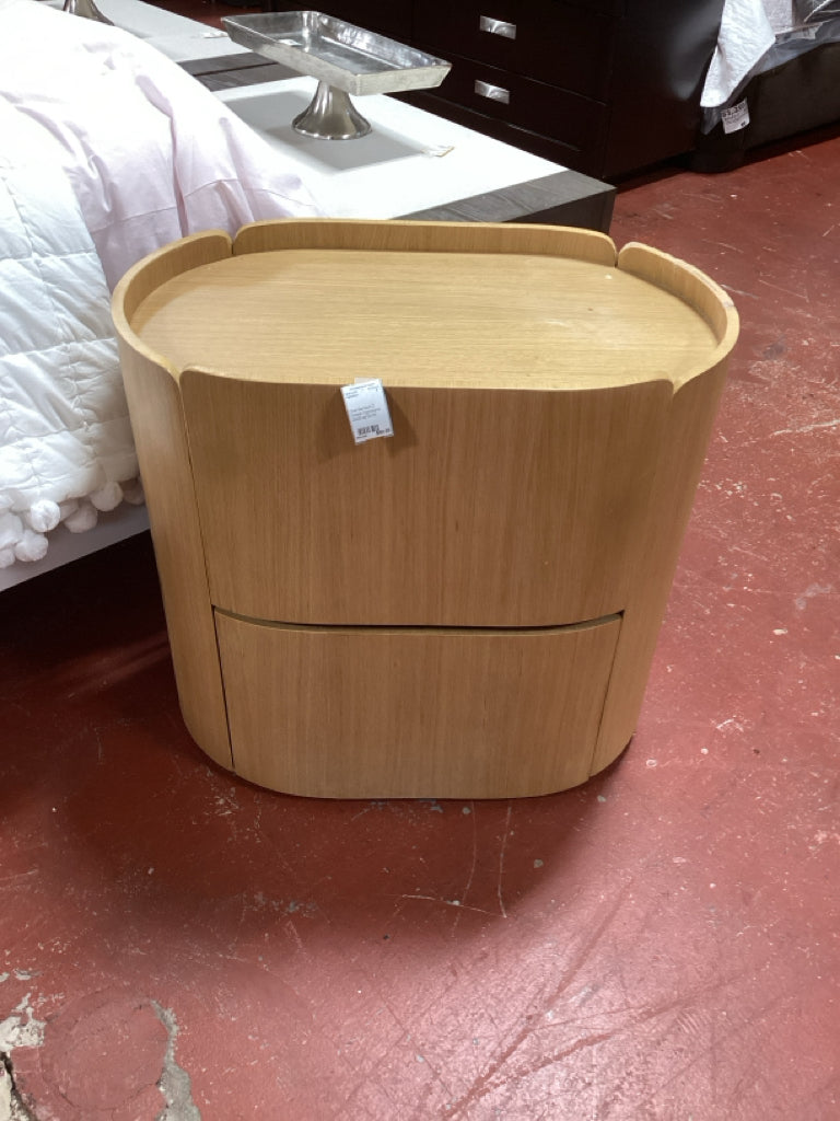 Oval Bamboo 2 Drawer Nightstand 29x26 as found