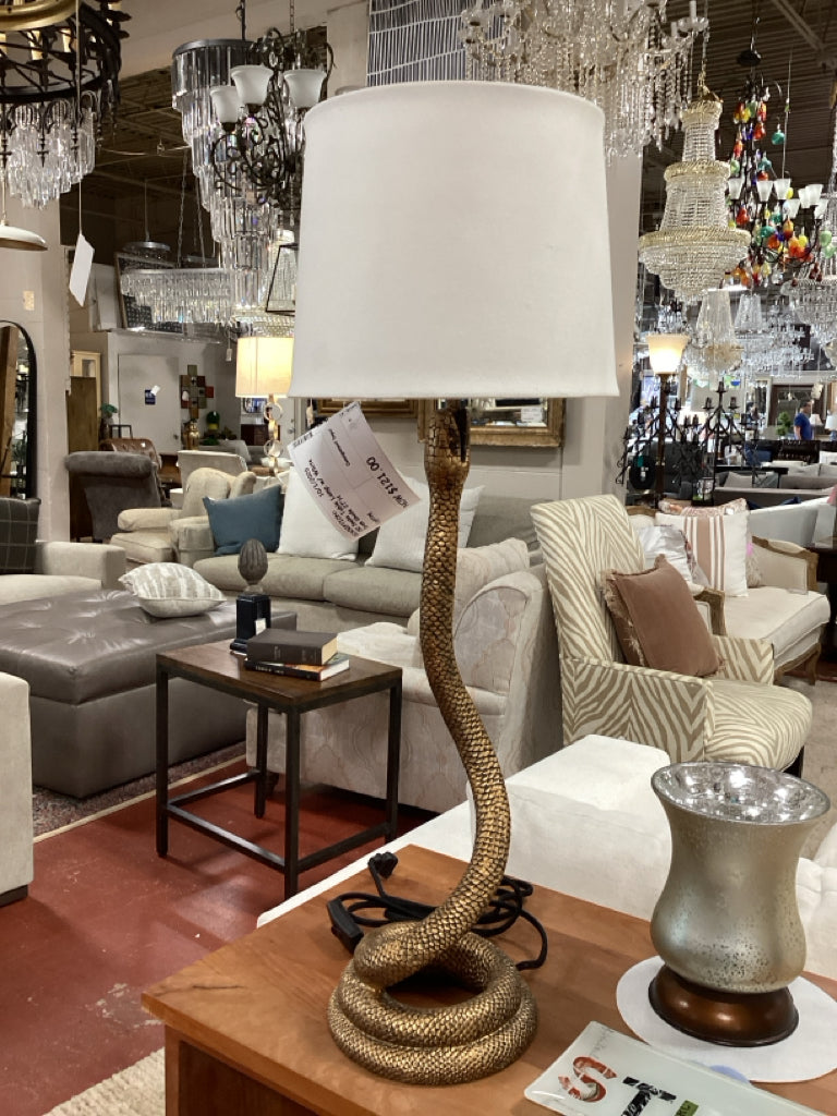 CB2 Snake Table Lamp w/ White Drum Shade 27"H