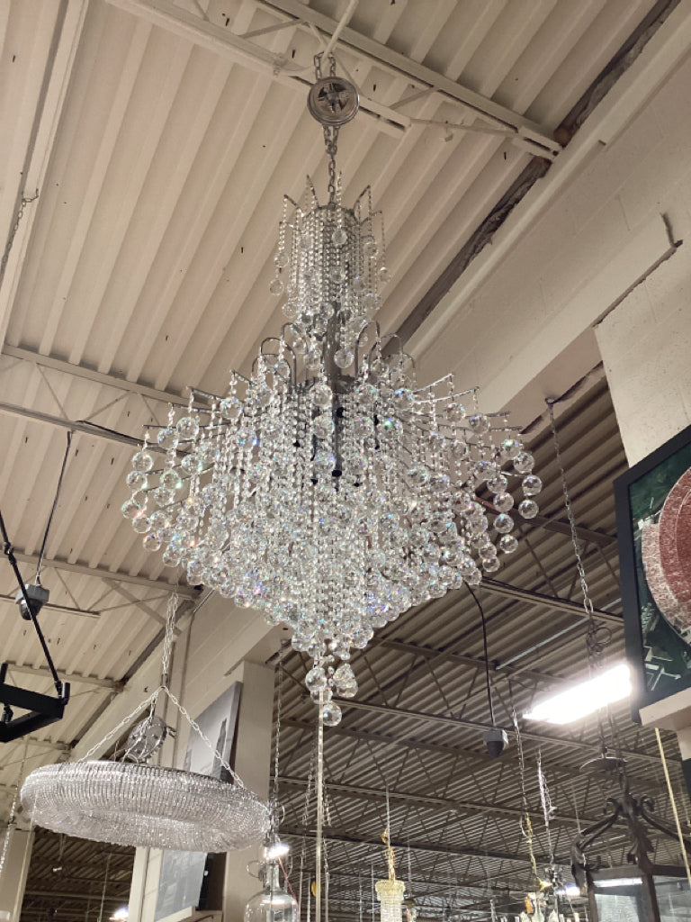 Crystal Chandelier-16 40 Watt Lights - 60"H x 40"W - ARM MISSING