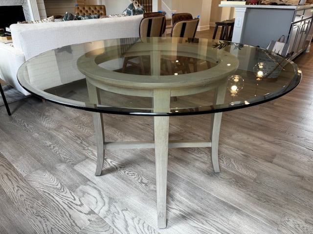 Crate & Barrel Halo grey round dining table; 48"