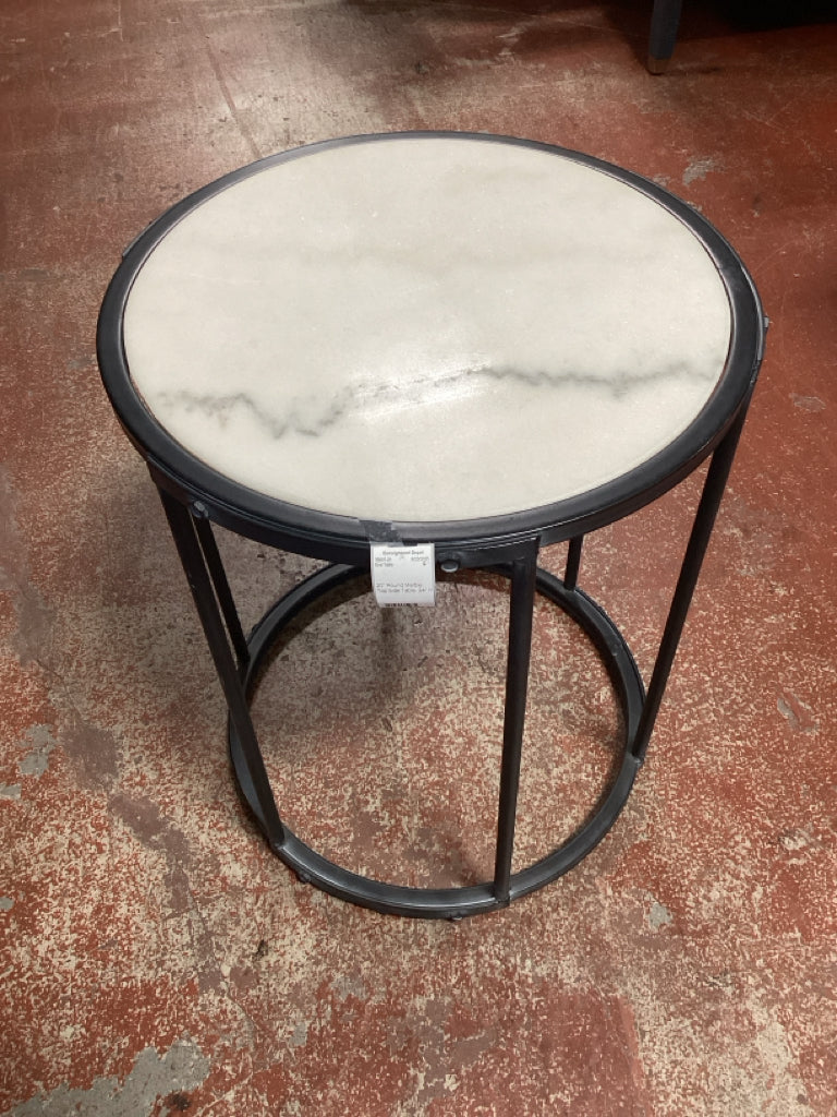 20" Round Marble Top Side Table  24" H