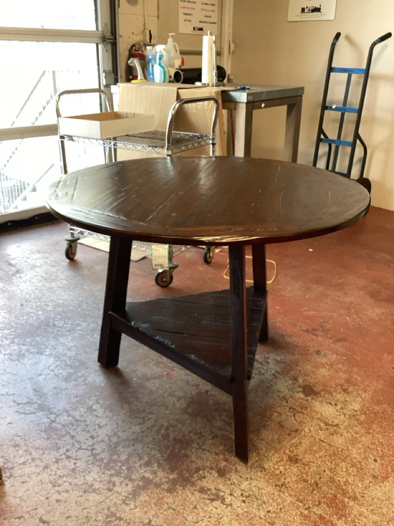 Rustic hand scraped cricket style 40" round table