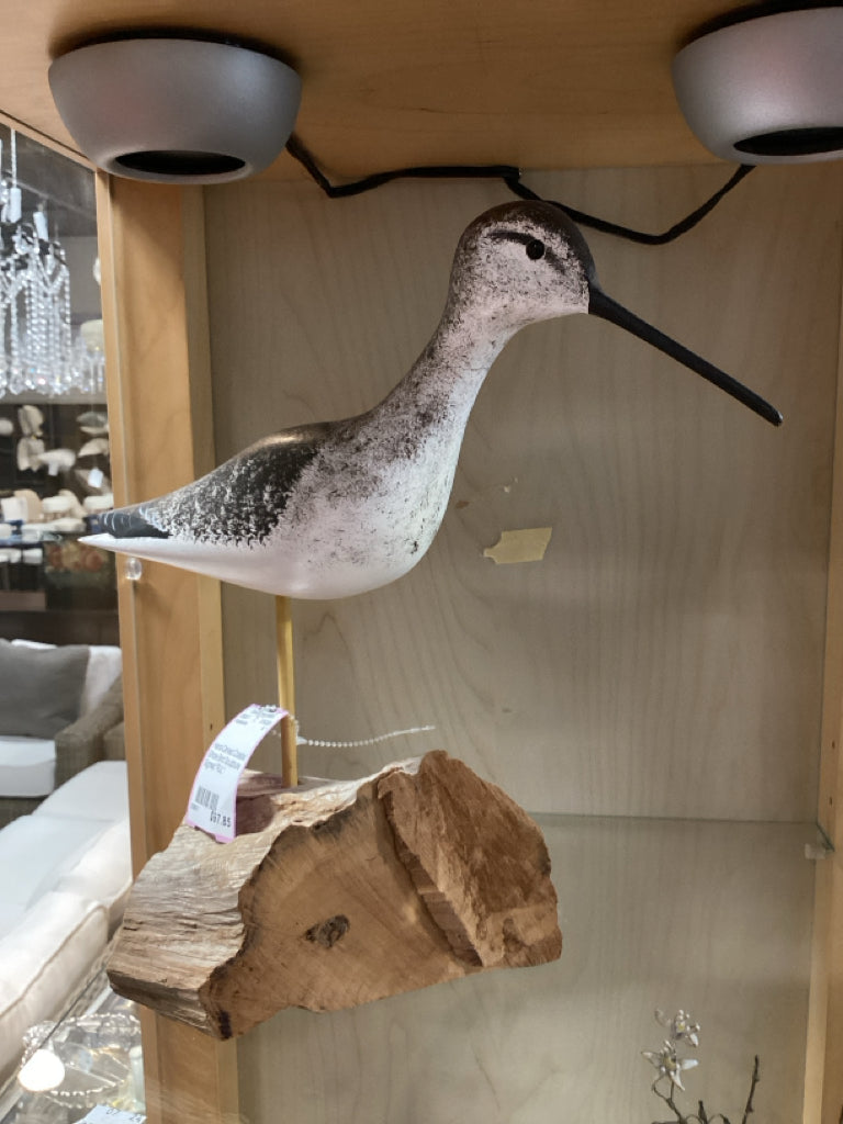 Hand-Carved Coastal Shore Bird  Sculpture Signed "RJL"
