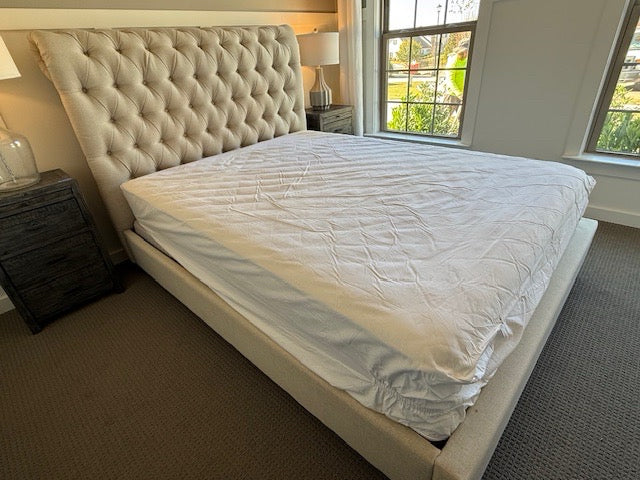 QUEEN Tufted Linen Bed HBFB Rails