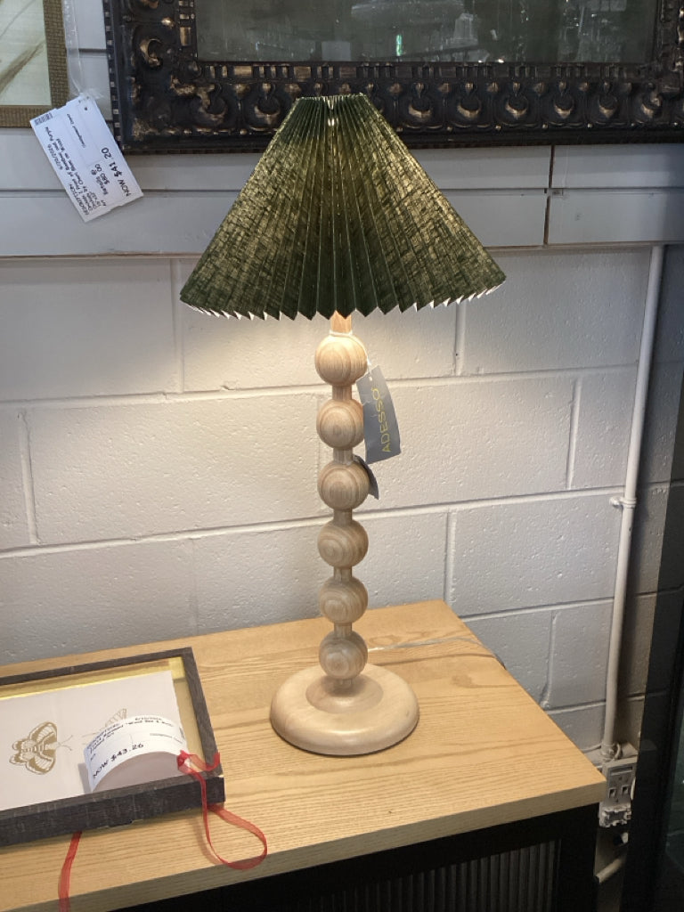 Adesso Orchid Table Lamp w/ Le Krazy Horse Green Linen Pleated Lampshade 28"H