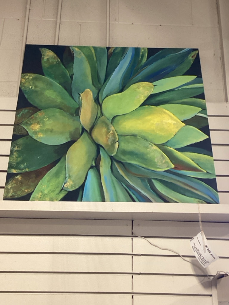 Contemporary Botanical Cavas Absdtract Agave/Succulent Design  35" X 35"