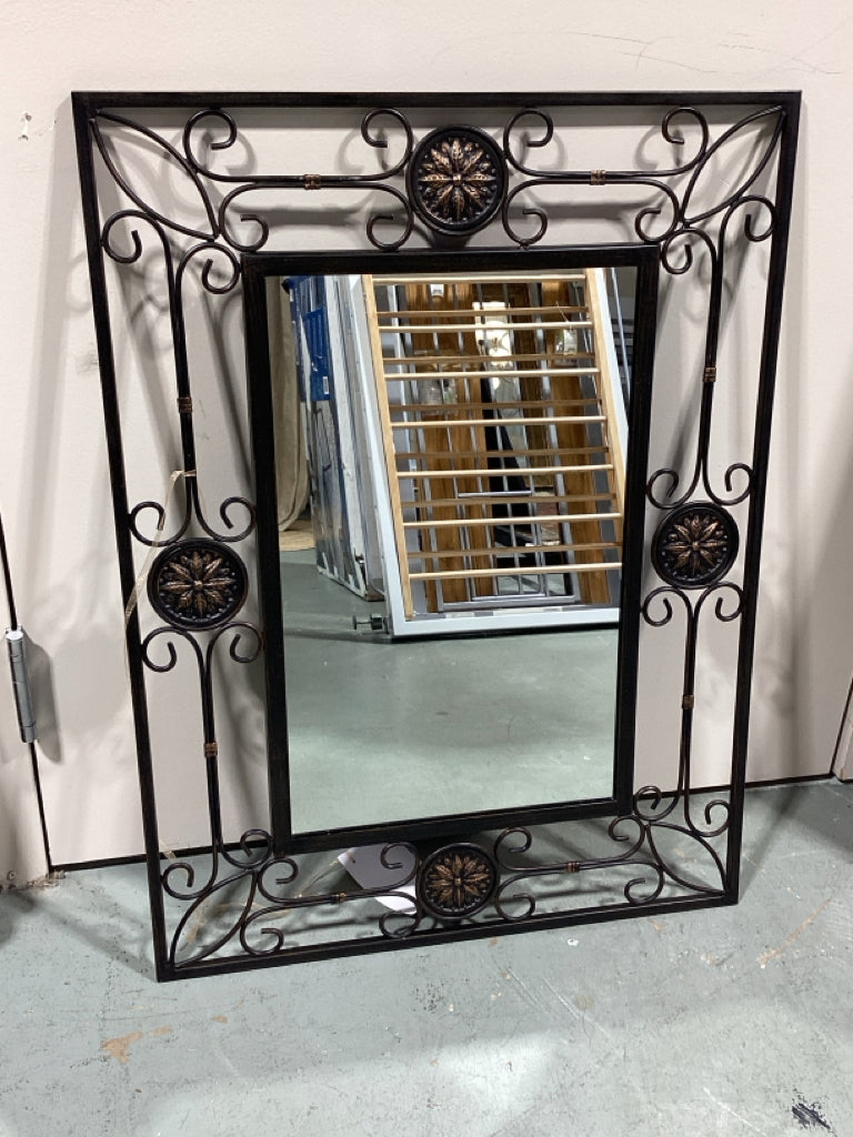 Black Metal Scrollwork Decorative Mirror  24" X 32"