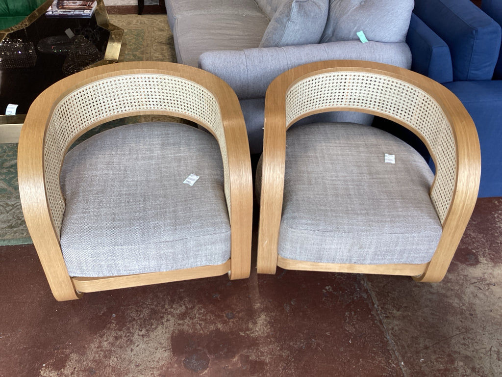 PAIR Mitchell Gold caned Kirby Chair /29 x 28 x 28