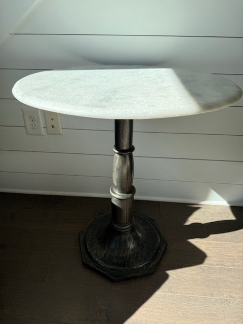 Four Hands Lucy Marble & Iron Side Table 24xx24x27