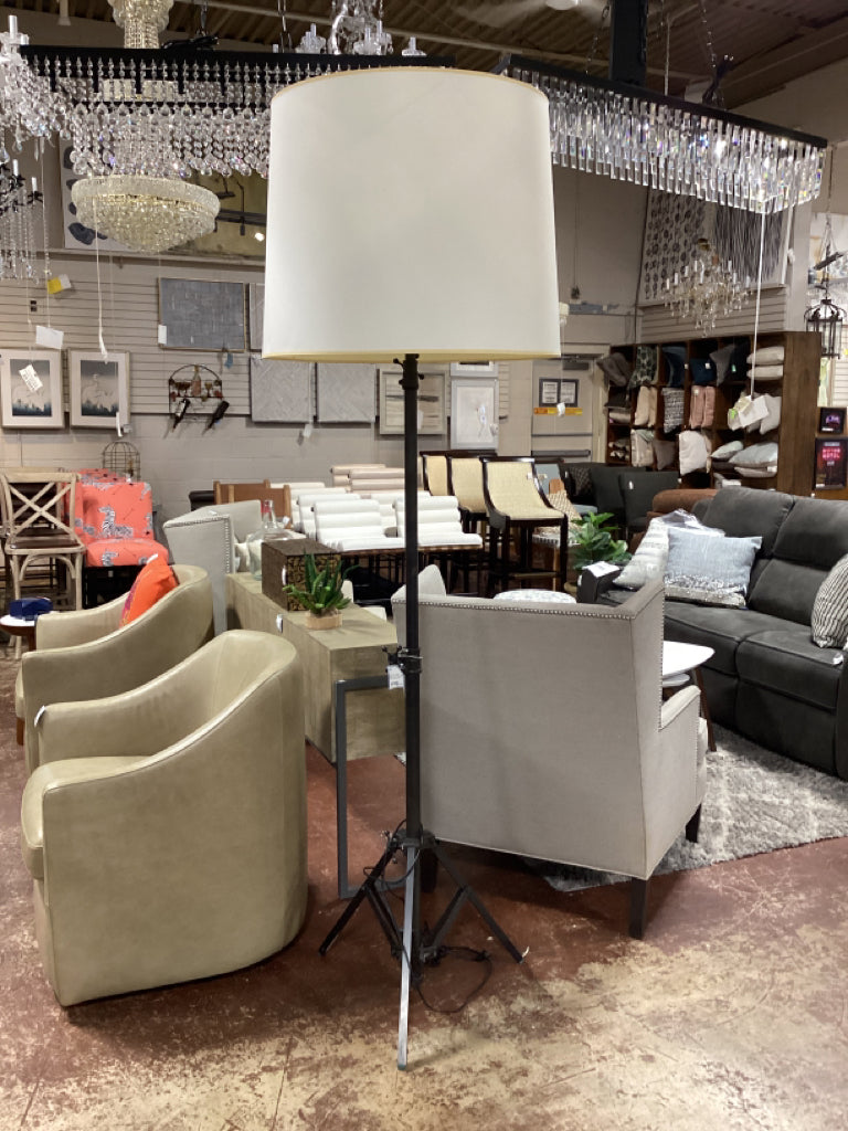 85" Tri Pod Metal Base Floor Lamp with Large Cream Shade