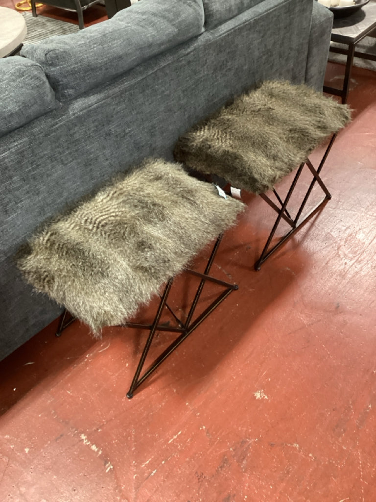 Uttermost Brannen Small Bench, Faux Fur,Dark Brown 26x17x21