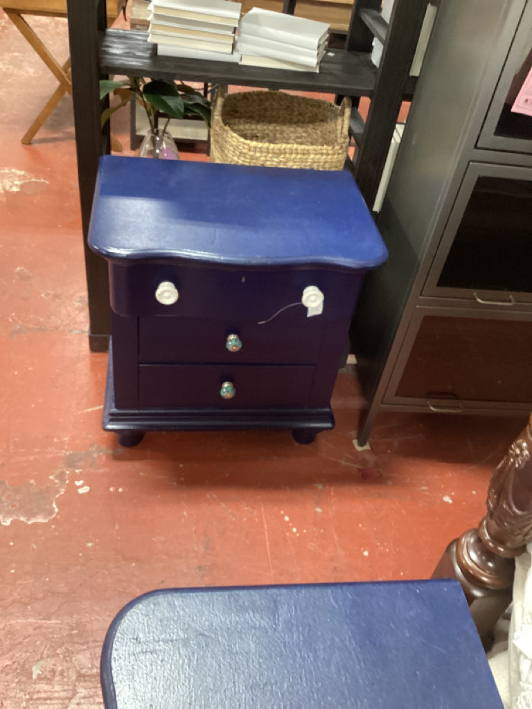 Nightstand PAIR navy 3 drawer bedside tables 26 x 18x 29 high