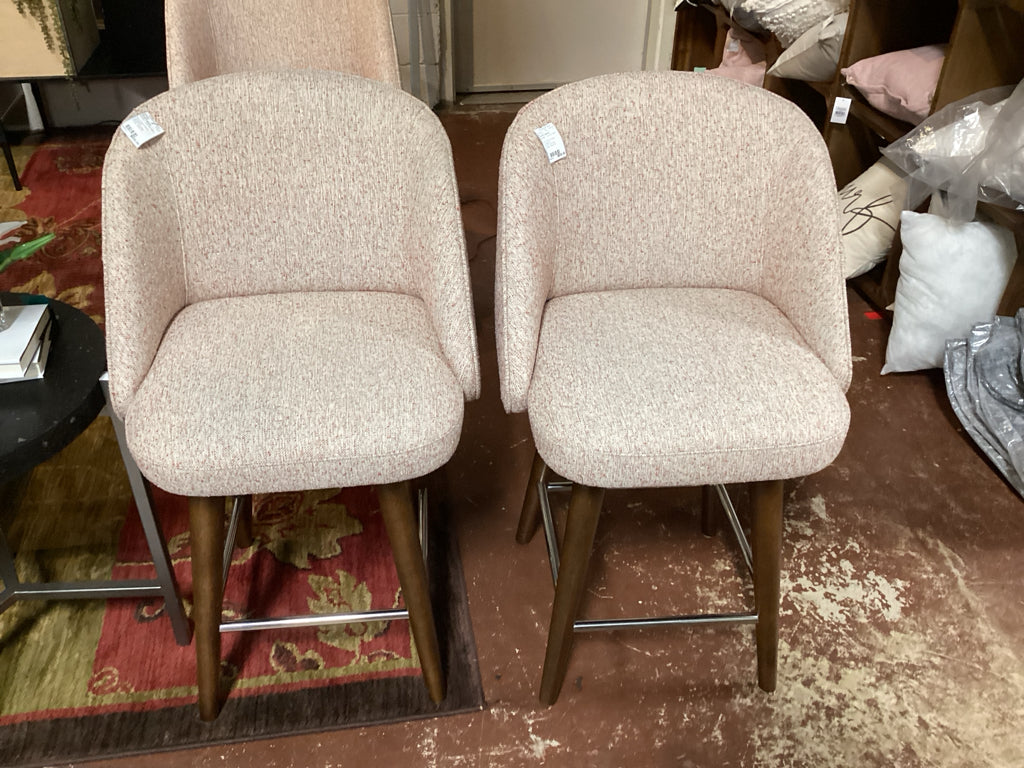Pair of Room & Board Upholstered Swivel Curved Back  Counter  Stools 24"