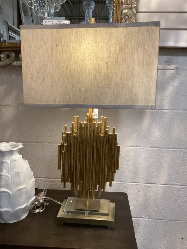 Elegant Galveston Modern Gold with Acrylic Base - Linen Shade 30"