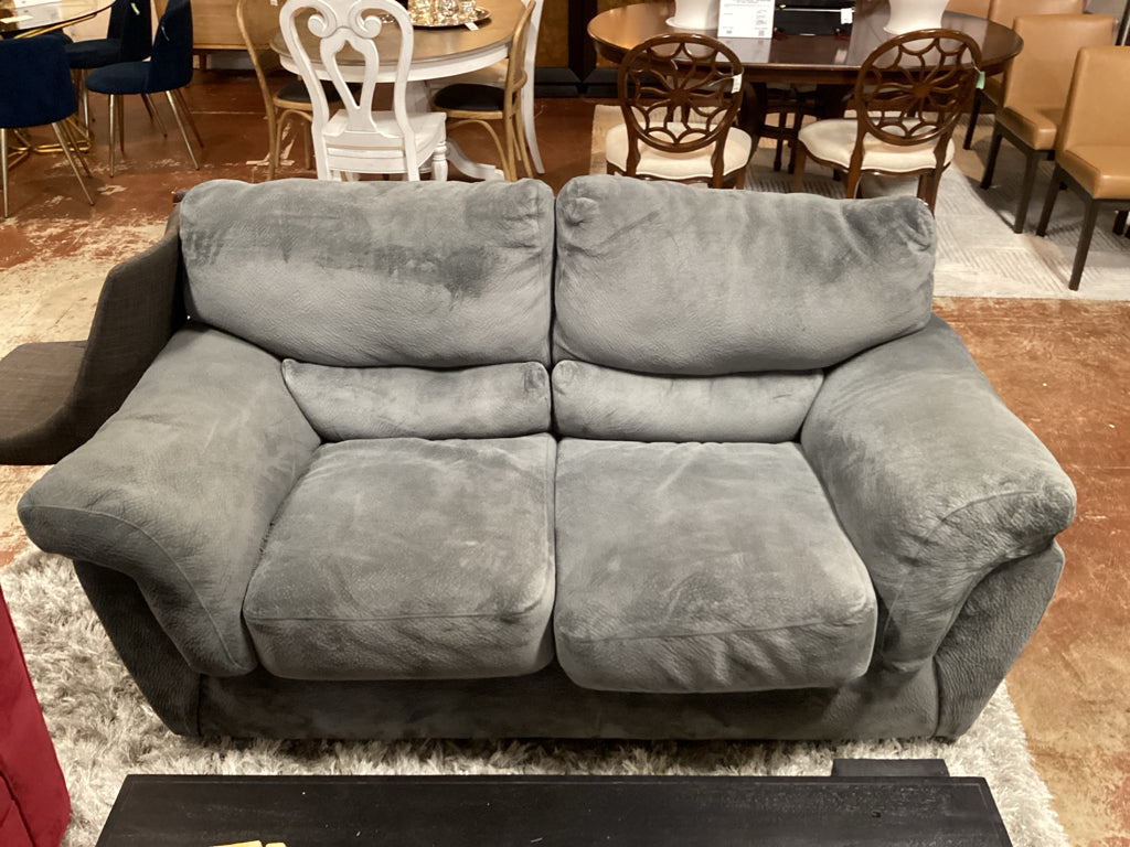 Oversized Gray Upholstered Loveseat 66" W x 53" D (AS FOUND)