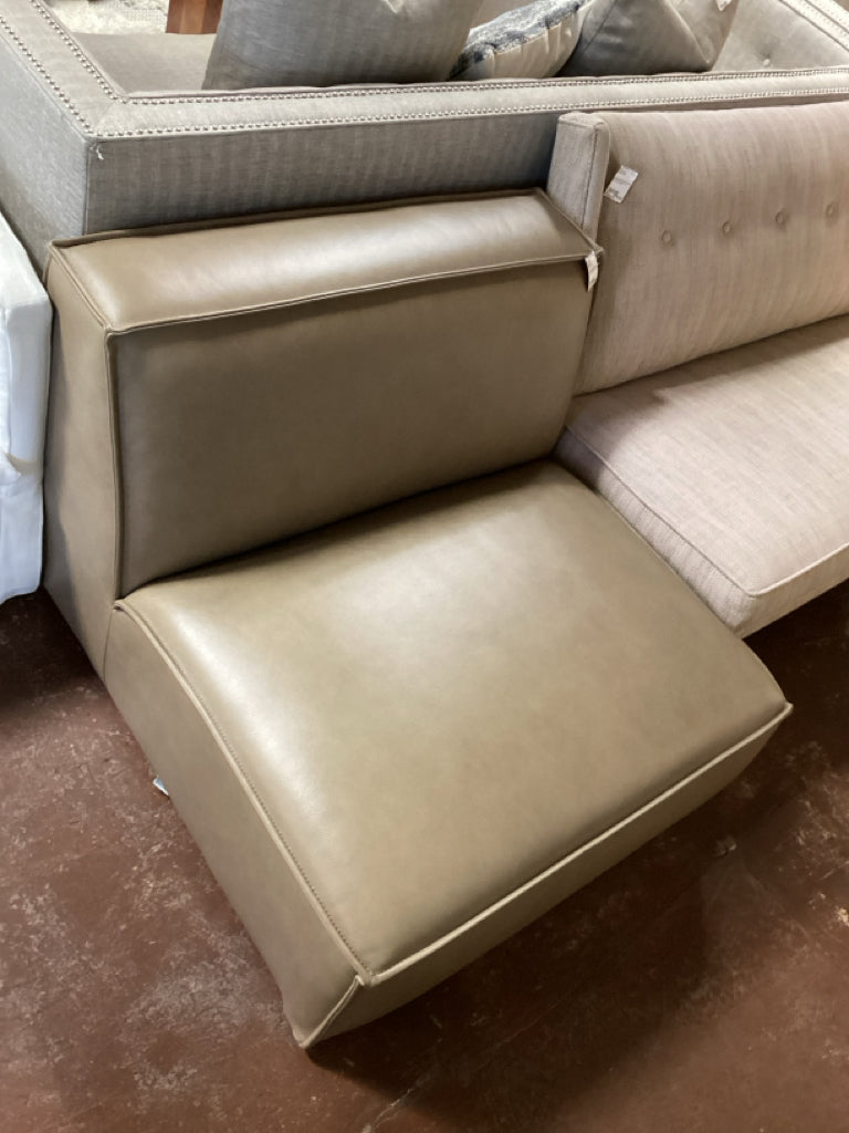 Jonathan Leather Armless Sofa, Warm Taupe  34.6" W x 39.4" D x 27.6"  5Q2W3YQS