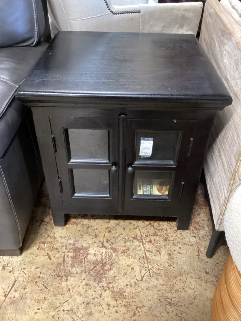 End Table / ebony oak side table with storage 24 x 24 x 24.5 high