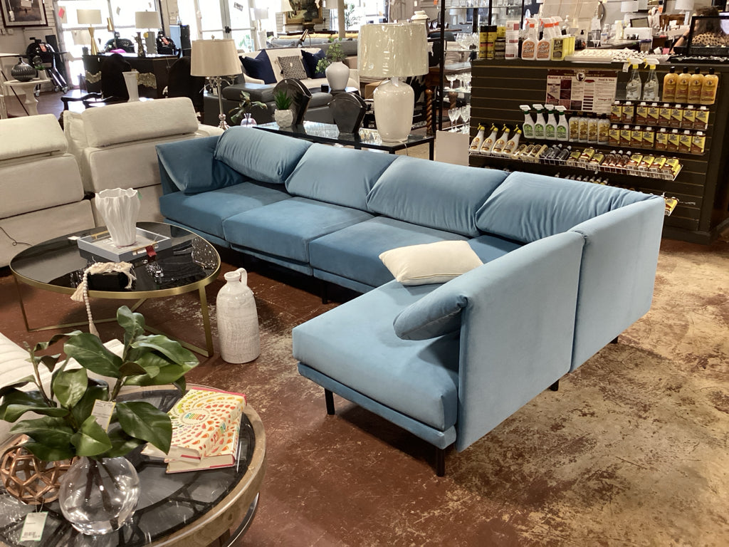 Burrow Range  Blue Velvet   Sectional 121x 60.5x 28  7YEJ9XQF