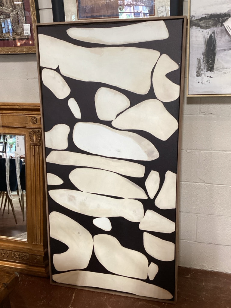 Art "Possibility" neutral tone organic pebbles/ woo frm 30 x 60