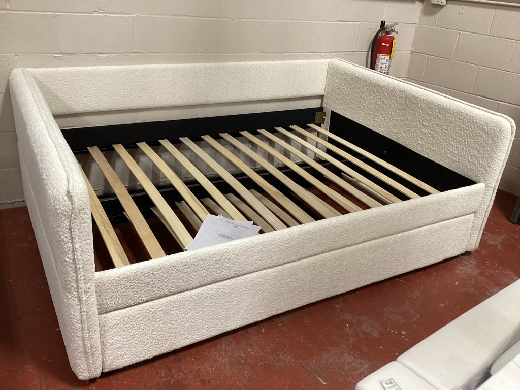 Latitude Run white boucle  Day Bed with rolling trundle