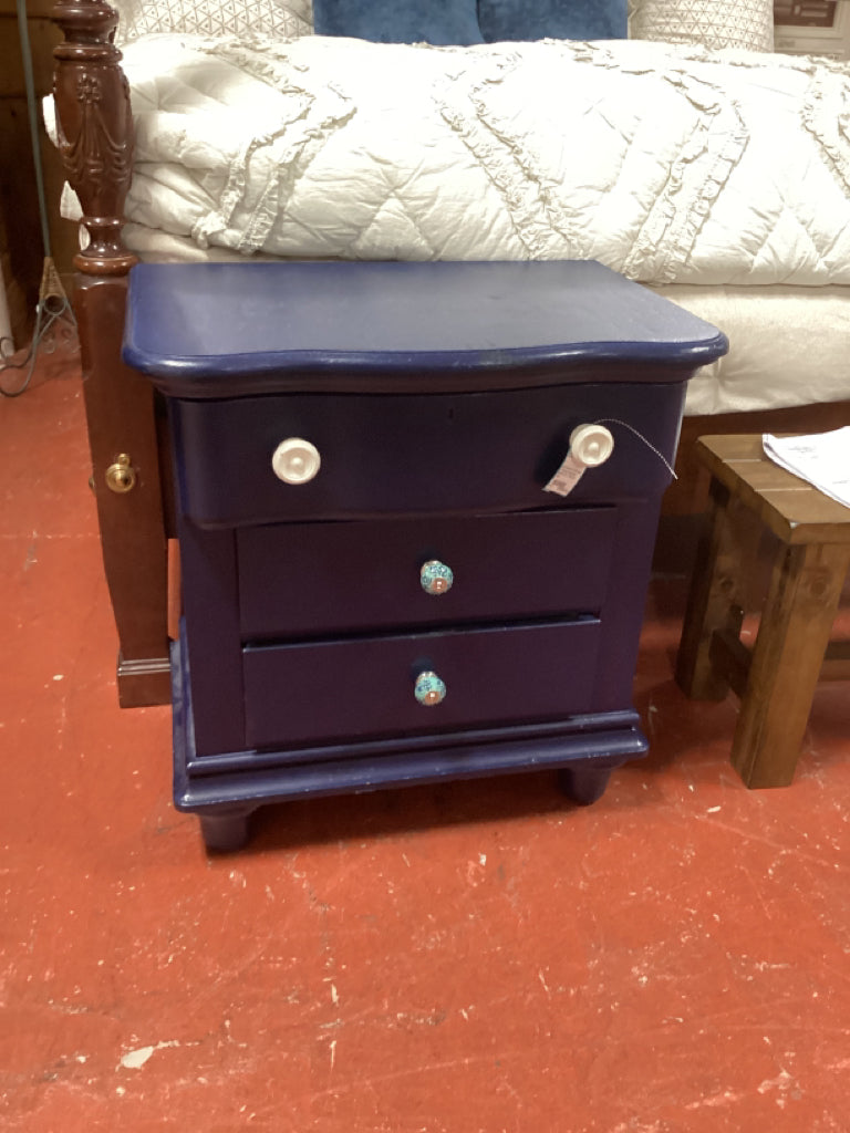 Nightstand PAIR navy 3 drawer bedside tables 26 x 18x 29 high