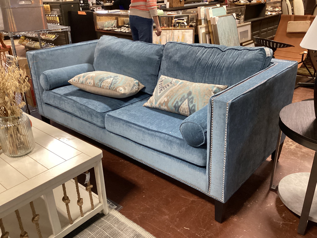 All Modern Cooper blue velvet Sofa  83 x 37 x 32  high