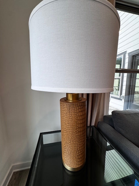 Surya Buchanan Brown faux croc texture lamp 29"