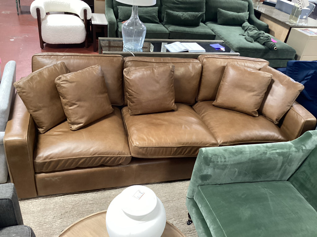 Havenly Gaby Leather Cognac Sofa  As Found