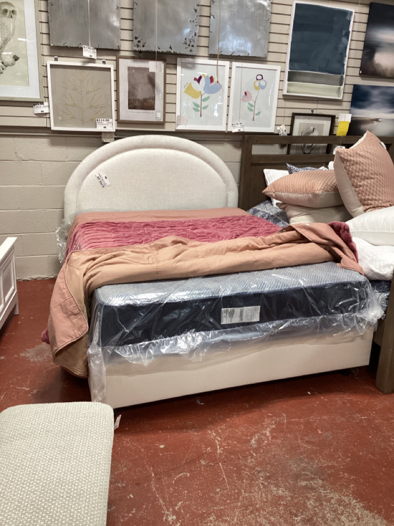 Queen Upholstered Platform Bed as Found