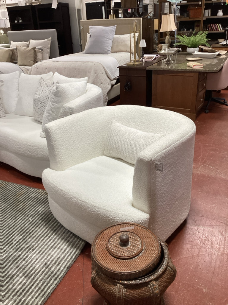 Bella Swivel Osio White Chair with Accent Cushions 48" W X 36" D