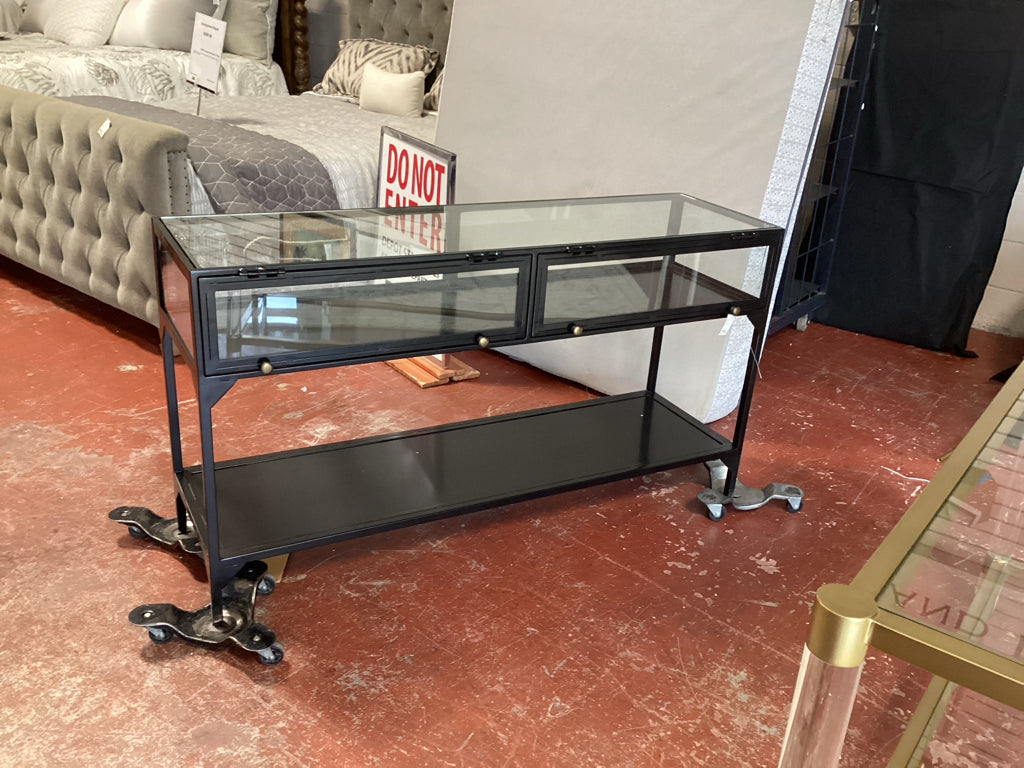 Metal/Glass BLACK Ventana 54"Console  28nt8fyz