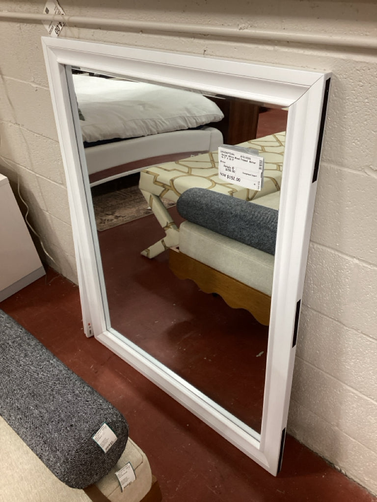 Barzini White Wood Framed  Mirror 46.5" X 36.5"