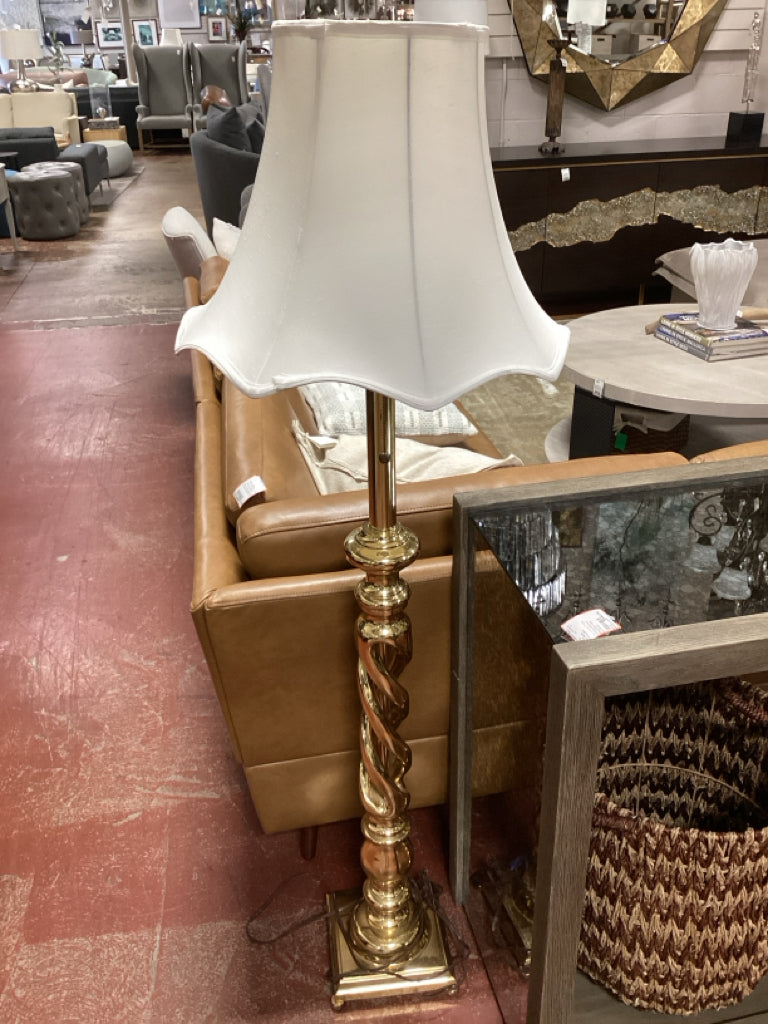 Vintage Triple Helix Barley Twist Solid Brass 60" Tall Floor Lamp