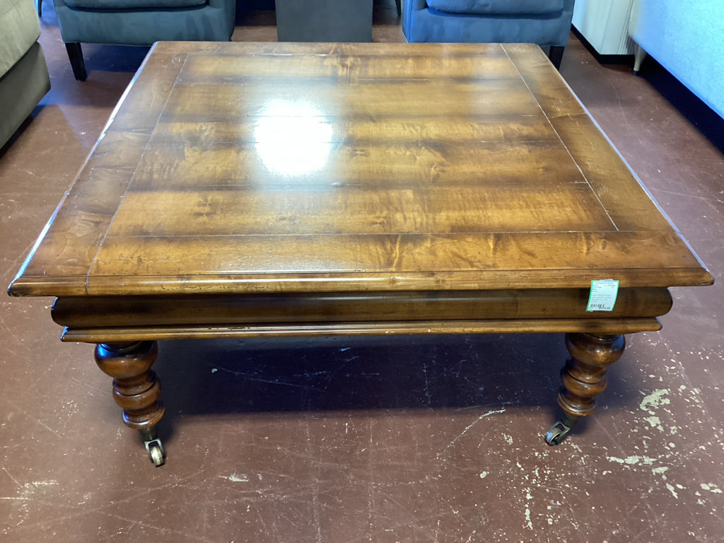 Baker Milling Road  walnut plank Coffee Table 42 sq / AS FOUND