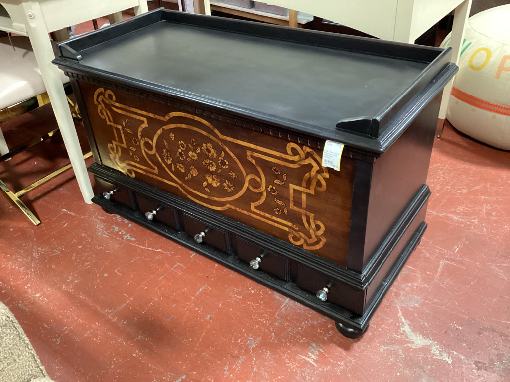 Cedar Chest / walnut & black with crystal accent knobs 41x18x24