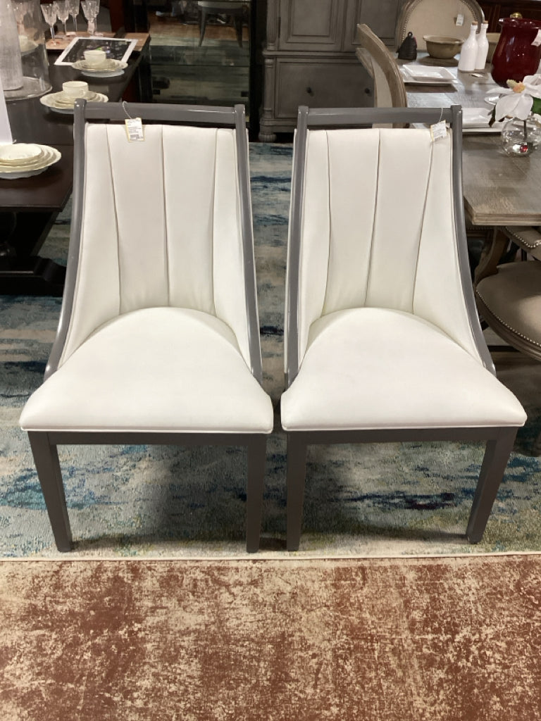 Bermex Modern Dining White w/ Grey Accent Chair 23x20x18 (Pair)