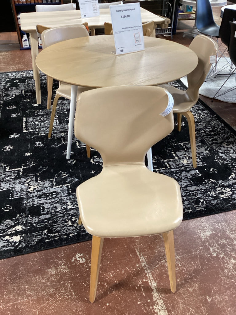 Set of Three / Room & Board Pike Dining Chairs in Beige w/ Wood Legs 19"W x 17"D