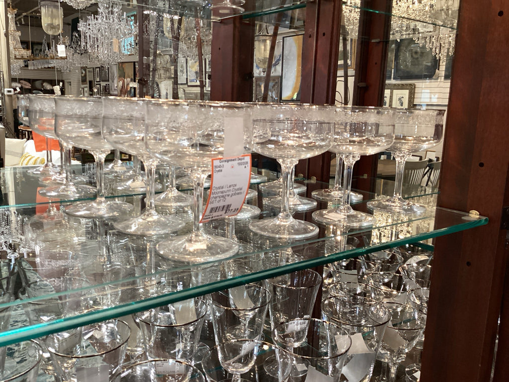 Crystal / Lenox Moonspunn Crystal champagne goblets / SET of 12
