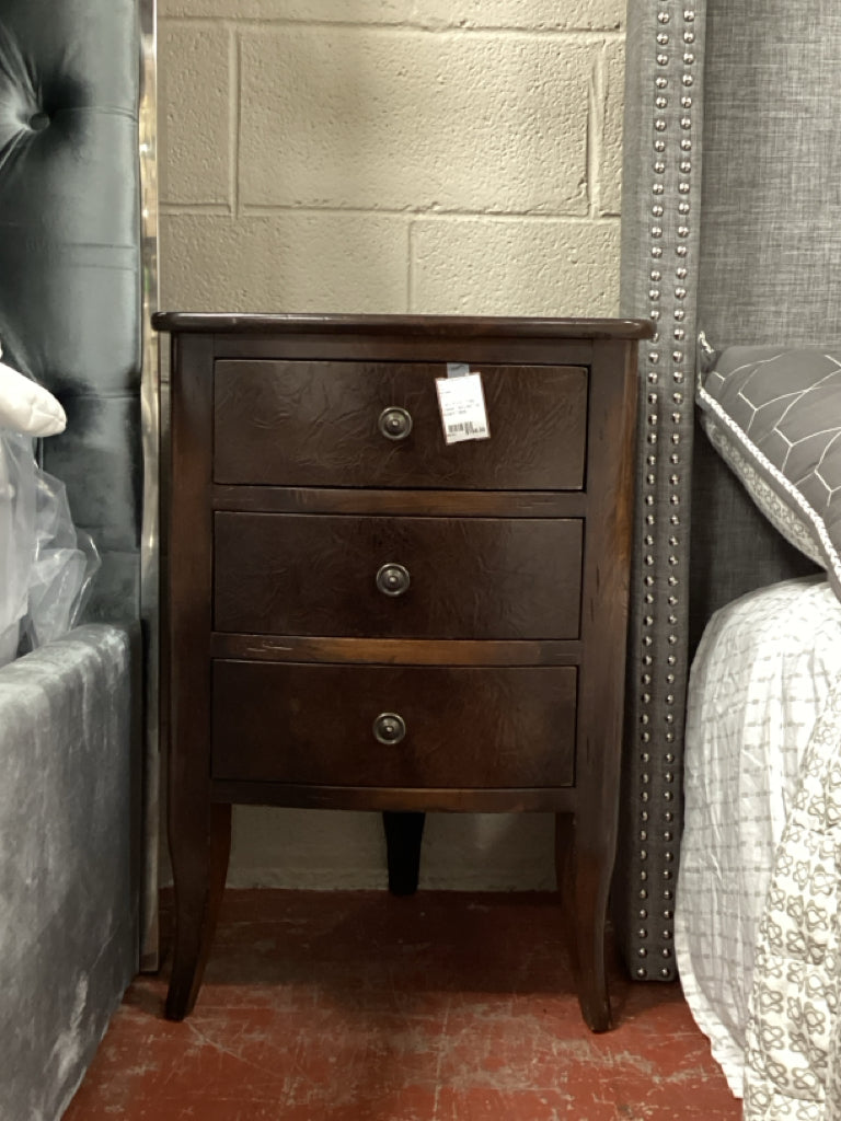 Dark Wood Three Drawer Textured Top Accent Table