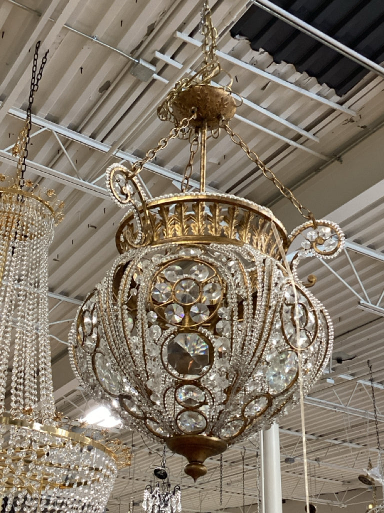 Vintage Gold Crystal Chandelier 20x19x23