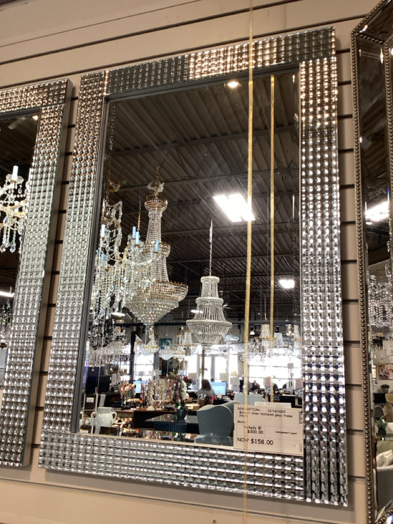 Mirror/ silver textured glass frame 24x36