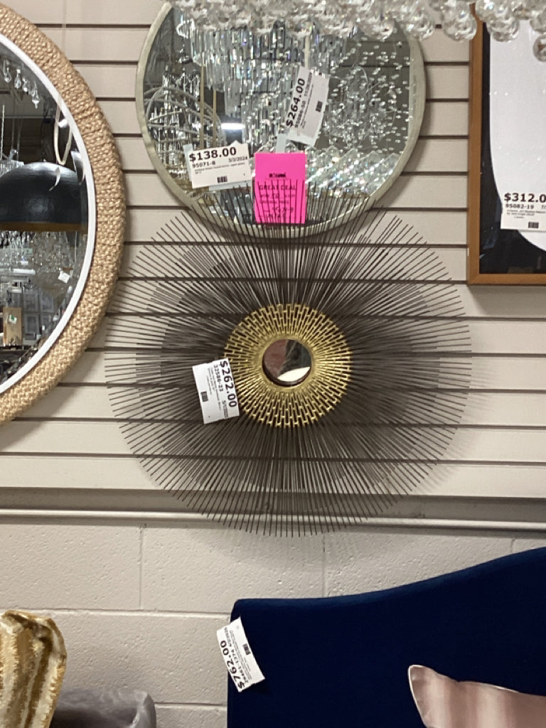 Crate and Barrel Sunburst  Mirror / bronze & gold 30"