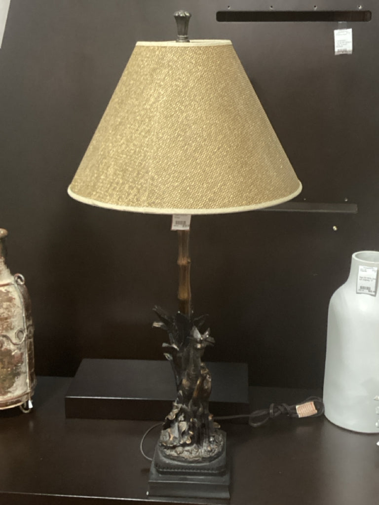 Vintage 31" Tall Giraffe and Palm Trees Lamp with Shade