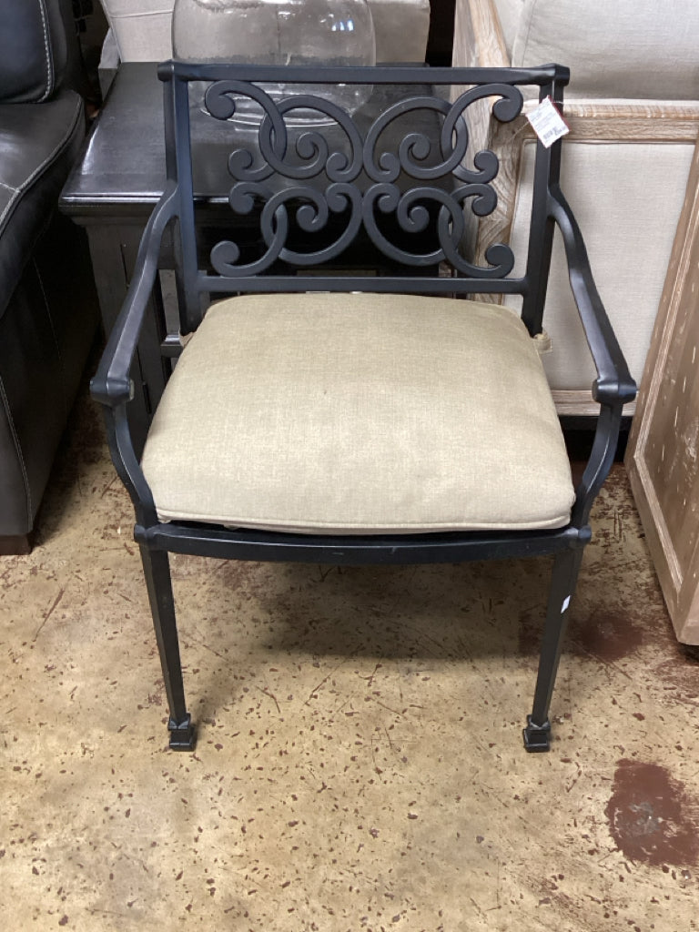 Ballard Design Iron BLACK Outdoor Chair with Cushion